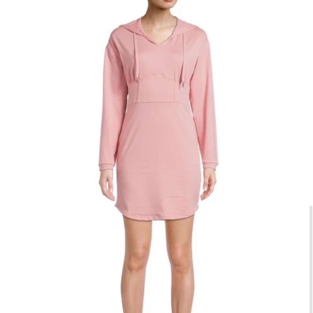 Blush pink corset hoodie dress - Picture 1 of 4
